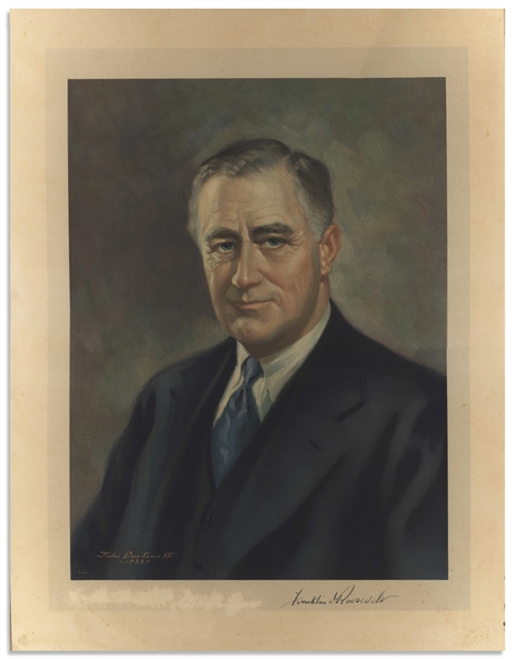 Franklin D. Roosevelt Portrait Signed as President -- With White House Letter Dating the Signature to 1933